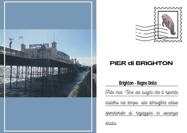 Cartolina del Pier di Brighton visto dalla spiaggia