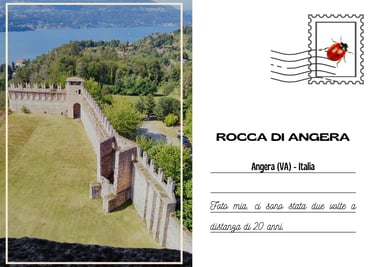 Cartolina con vista dalla Rocca di Angera sul lago maggiore