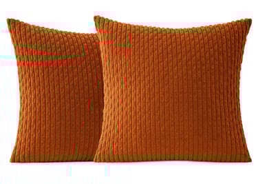 two orange fall throw pillows with texture
