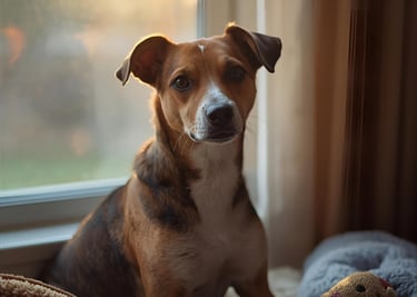 A rescue dog in a home - Happy Paws Burlington
