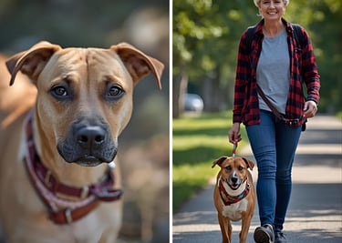 Rescue dog looking happy and relaxed after gentle care from Happy Paws Burlington