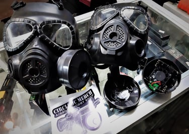 GAS MASK WITH ANTI FOG EXHAUST BLK