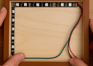 a person holding a small piece of wood with a small piece of paper