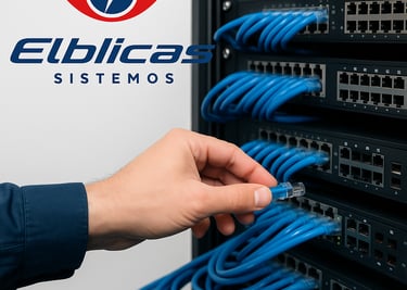 a person holding a blue cable and a blue cable