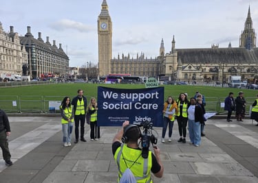 A group of social care providers campaigning in London