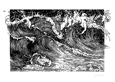 Linogravure sur papier 48 × 64 cm - © Eric Durant