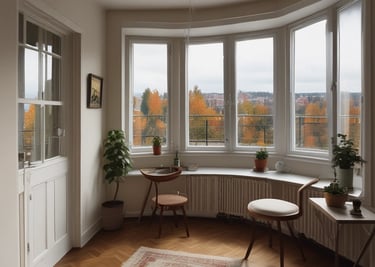 3D visualization of a modern living room with minimalist design.