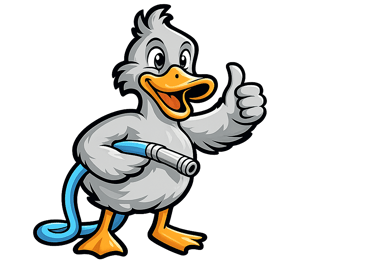 “Gray Duck Pro Wash logo featuring a duck holding a hose with the tagline ‘As you can see, we don’t