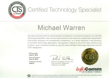 CTS Certification Michael Warren