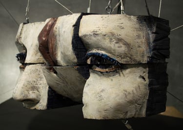 "BLUE" 14"w x 12"h x 8"d Painted wood and metal 2016