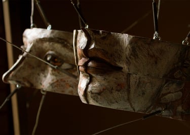 "PUPPET" 21"w x 19”h x 15”d wood, paint and metal. 2015