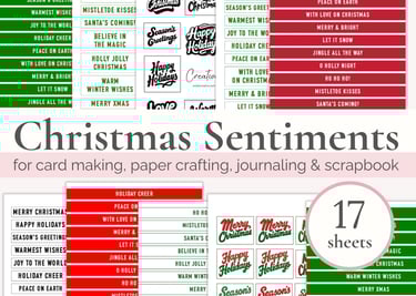 christmas sentiments in white, red and green