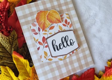 handmade fall card with sentiment "Hello" on it