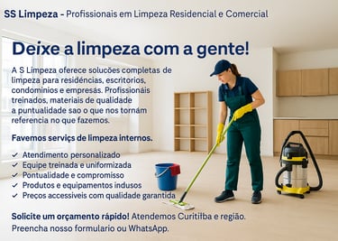 limpeza Pós Obra em Curitiba - PR - SS LIMPEZA