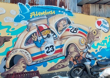 thai mueang street art turtle car