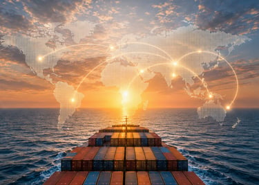 Global shipping routes connecting India with international markets