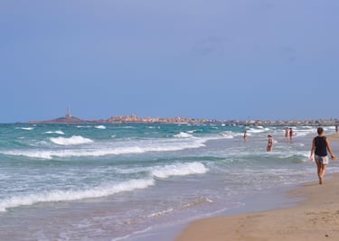 "Playa Galúa", one of the many white sand beaches and transparent waters La Manga