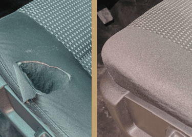 car upholstery rip before and after repair