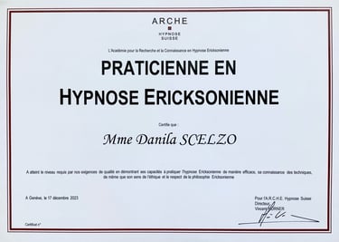 Attestation de Praticienne en Hypnose Ericksonienne - A.R.C.H.E Suisse