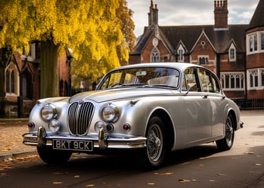 This silver Jaguar 3.4 MkII was Peter Pickering's last car in UK before migrating to Australia