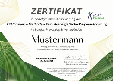 Zertifikat der Reabalance Methode