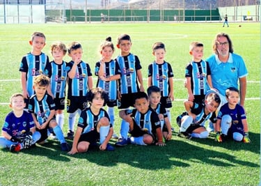a group of young children soccer players posing for a picture