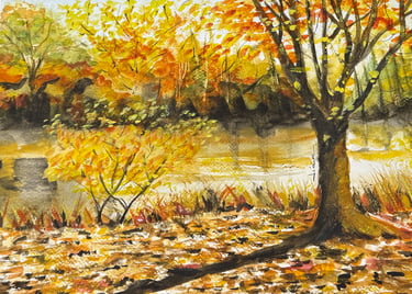 a painting of a tree in the fall