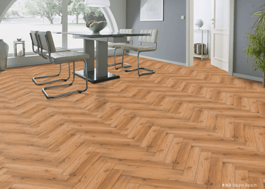 herringbone flooring installed in home