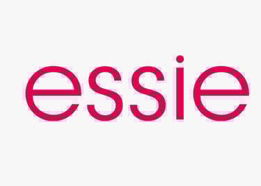 Logo of essie, a professional nail care brand whose standards are met by King Fly.