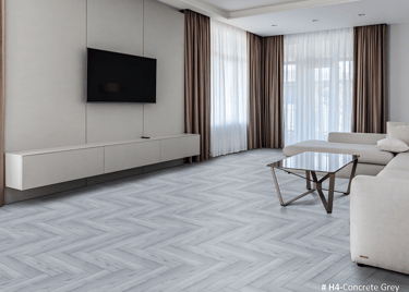 grey color herringbone flooring
