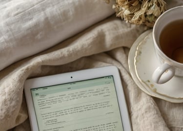 Vue tablette sur blog mariage, ambiance douce