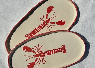plat vaisselle céramique homard rouge