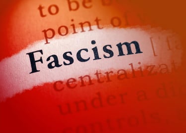 The word "Fascism" highlighted with white from a paragraph covered in the color red