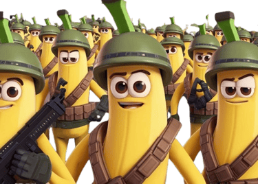 a bunch of bananas are standing in a row of soldiers