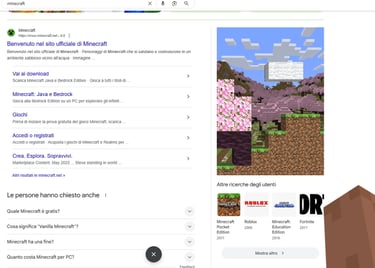 Immagine del gameplay di Minecraft giocabile da Google.