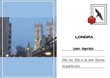 Cartolina di Londra con il Big Ben, il London Eye e Westminster