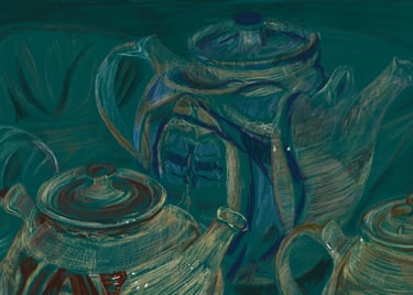 Alan Caiger-Smith teapots in the Great Dixter collection