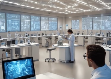 A room with several people seated in folding chairs, attentively facing a presentation area. The environment is professional, likely a seminar or workshop, with 'Product School' illuminated on a wall. Some attendees are taking notes, and a few people are standing, possibly facilitating the event.