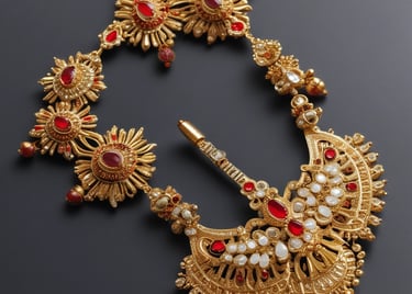 A bright, minimalistic display of various jewelry pieces on a clean surface.