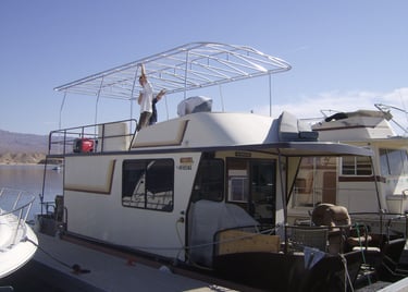 Party Top aluminum frame for houseboat.