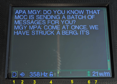 Screenshot of the ESP32 CW decoder/trainer in decoder mode