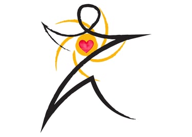 a drawing of a figure with a sun like drawing in the background with a heart in the middle