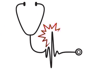 stethoscope with a heartbeat line highlighted with a red outline 