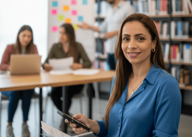 Consultora acompañando a emprendedora en programa integral técnico y de liderazgo.