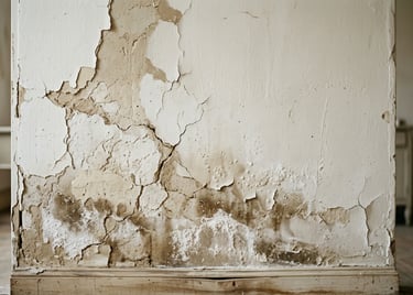 Pared deteriorada por humedad por capilaridad y desgaste de materiales