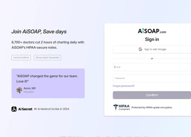 Freed AI clinician dashboard showing workflow tools for medical note generation and documentation.