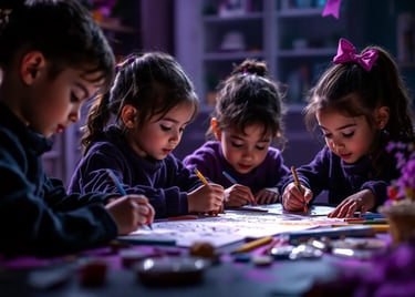 a group of children's children's children's drawing on paper