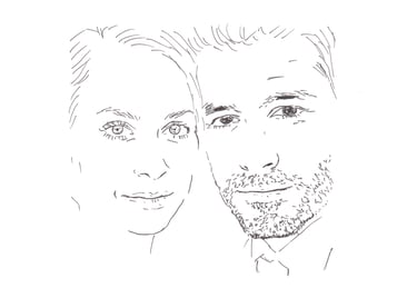 portrait de couple fait main, stylisé simple