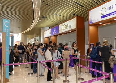 Info Salons registration and data desk at the Hong Kong September Jewellery Show 2025