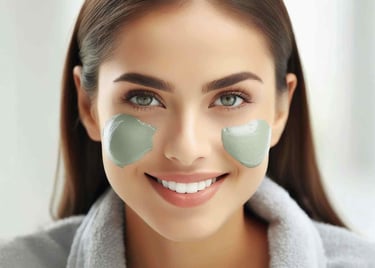 a woman with a facial cream on her face